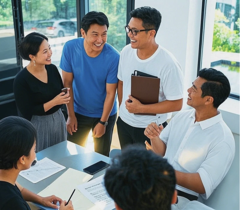 happy team developing AI branding strategies