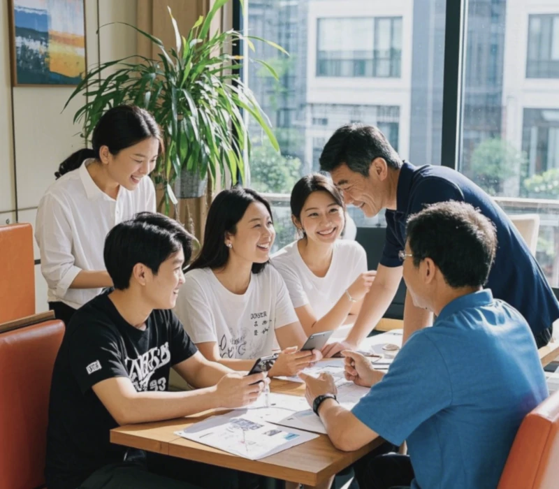 international team meeting with Kuching staff